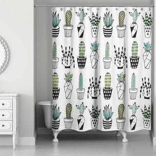 Potted Cacti Print 71x74 Shower Curtain
