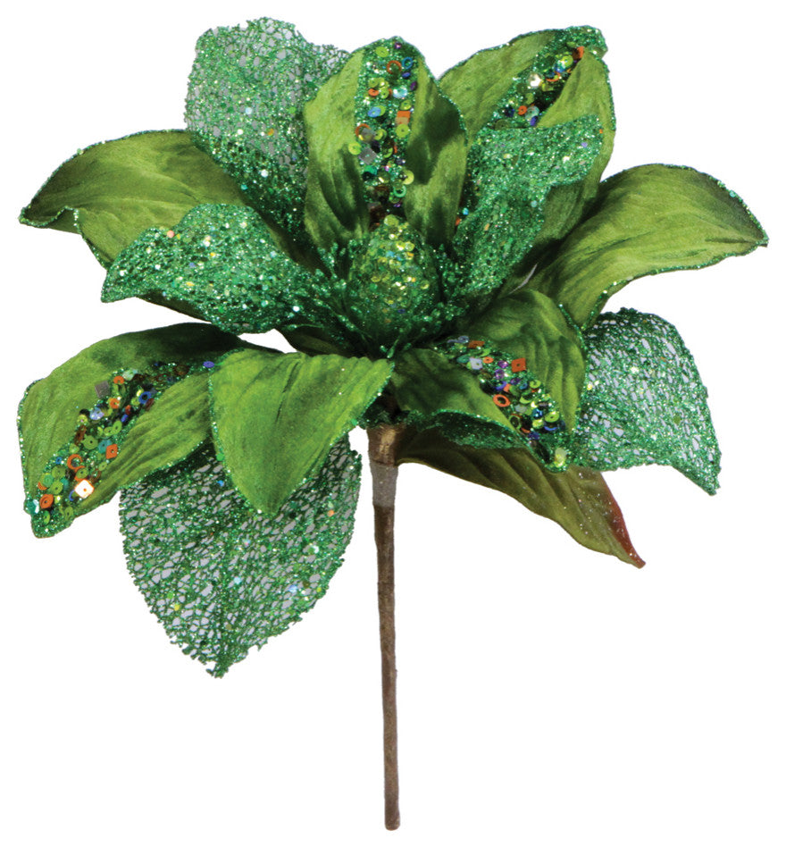 Vickerman O146213 31" Lime Glitter Magnolia Artificial Christmas Pick