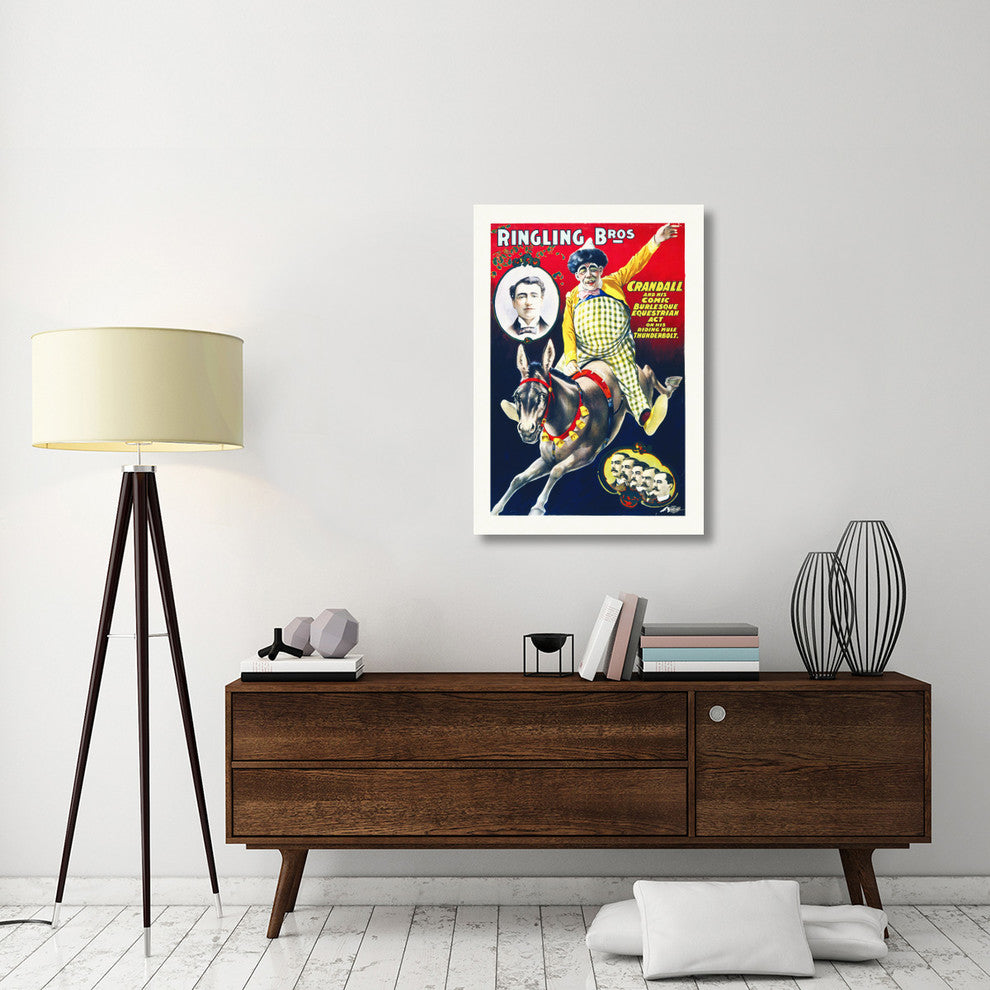 Ringling Bros,  Equestrian Act On His Riding Mule Thunderbolt, 28x40