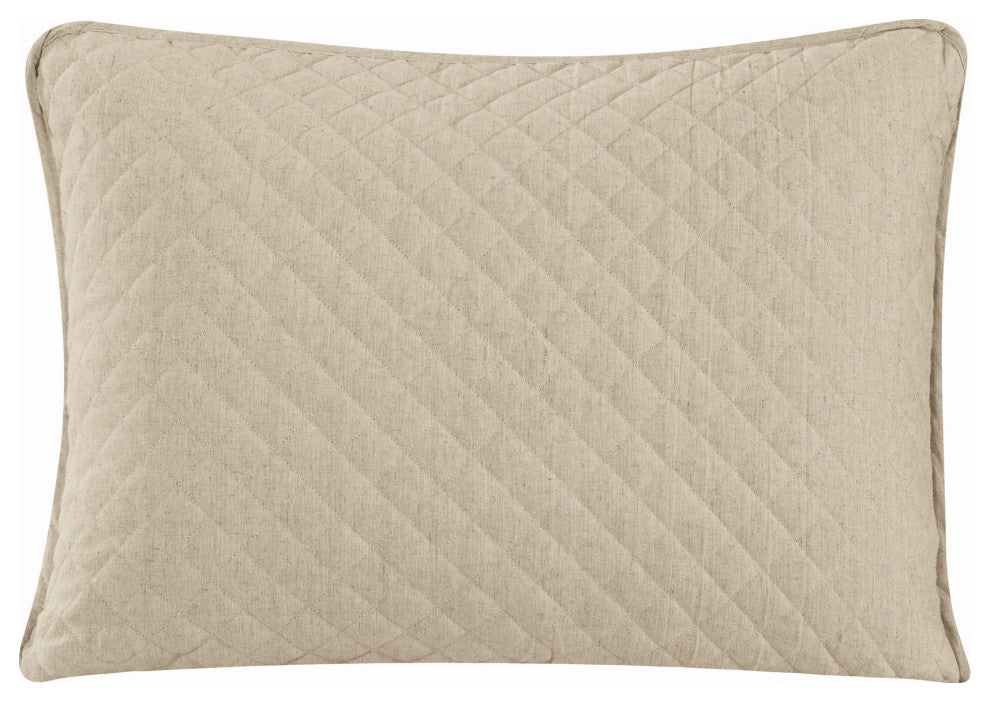 Anna Diamond Quilted Pillow Sham Set, 21"x27", Light Tan, 2 Piece