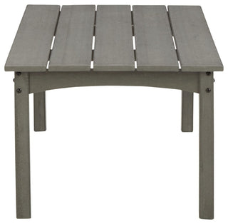 Durable Outdoor Coffee Table with HDPE Construction and Slatted Rectangular Top, Gray