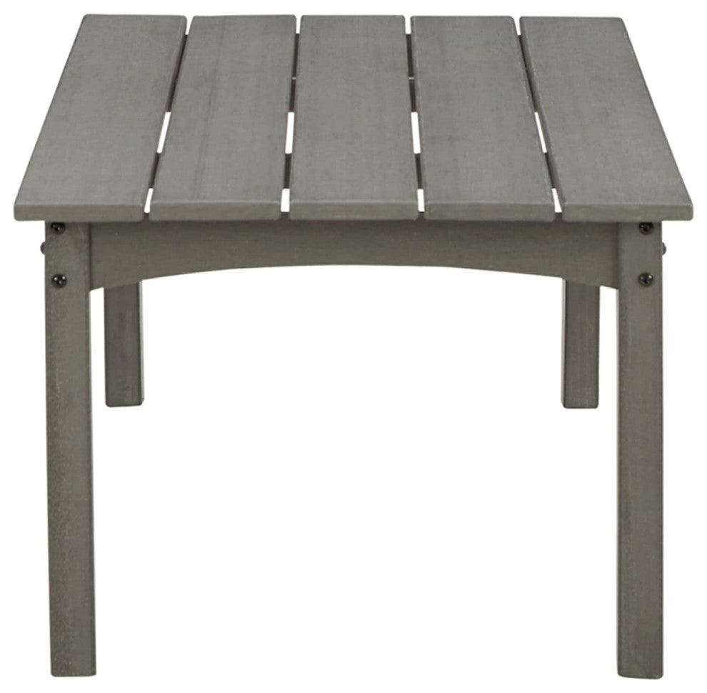 Durable Outdoor Coffee Table with HDPE Construction and Slatted Rectangular Top, Gray