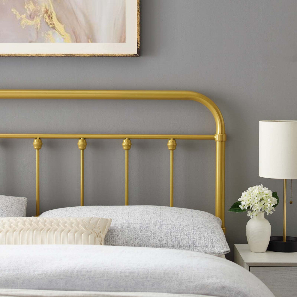 Headboard, Full Size, Metal, Gold, Modern Farmhouse, Bedroom Master Suite