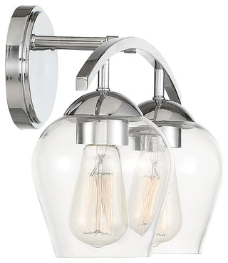 2-Light Bathroom Vanity Light, Matte Black, Chrome