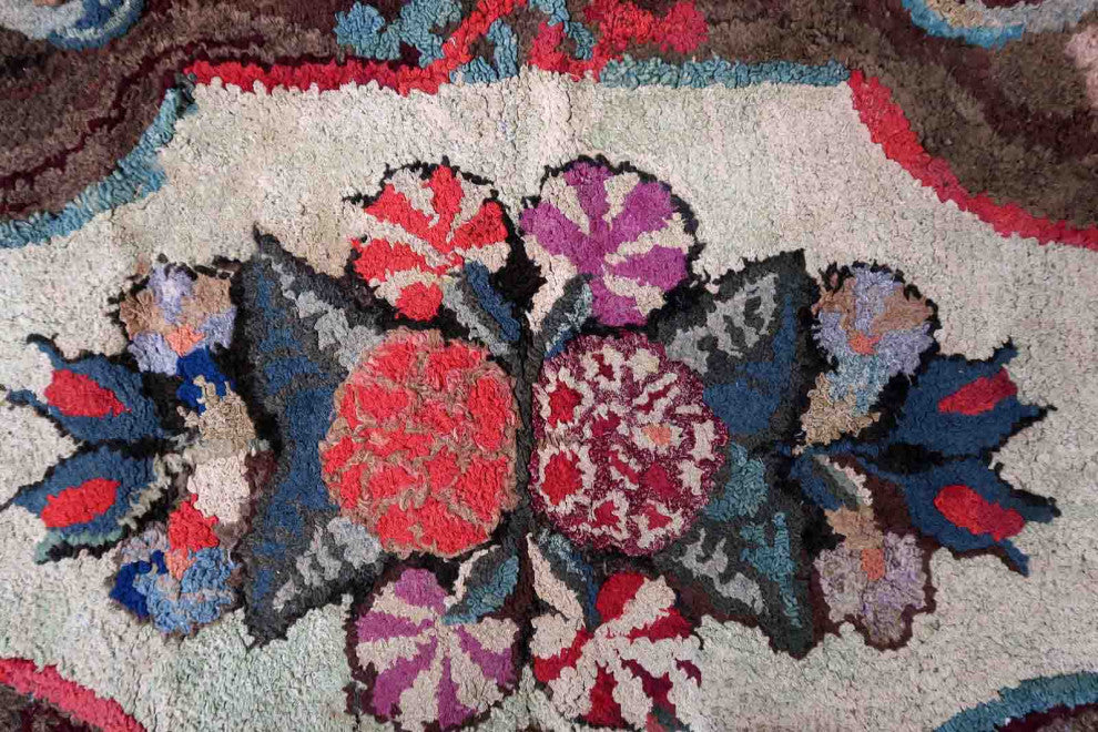 Handmade Antique American Hooked Rug 2'x3.5', 63cmx107cm 1880s