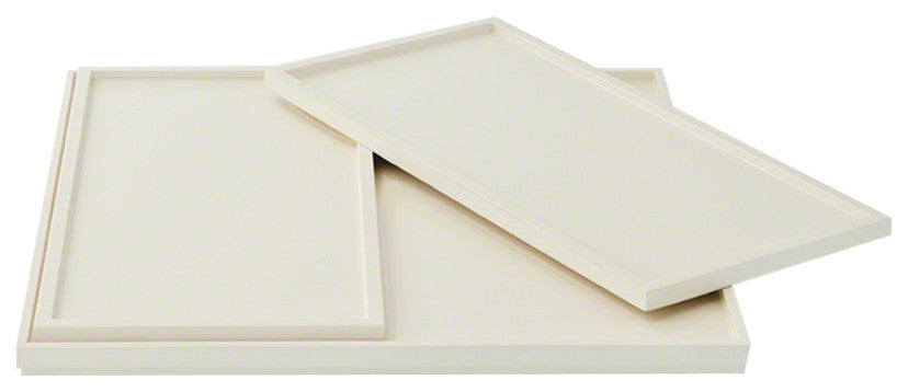 3-Piece Lacquered Ivory Cream Wood Nesting Tray Set, Midcentury Simple R