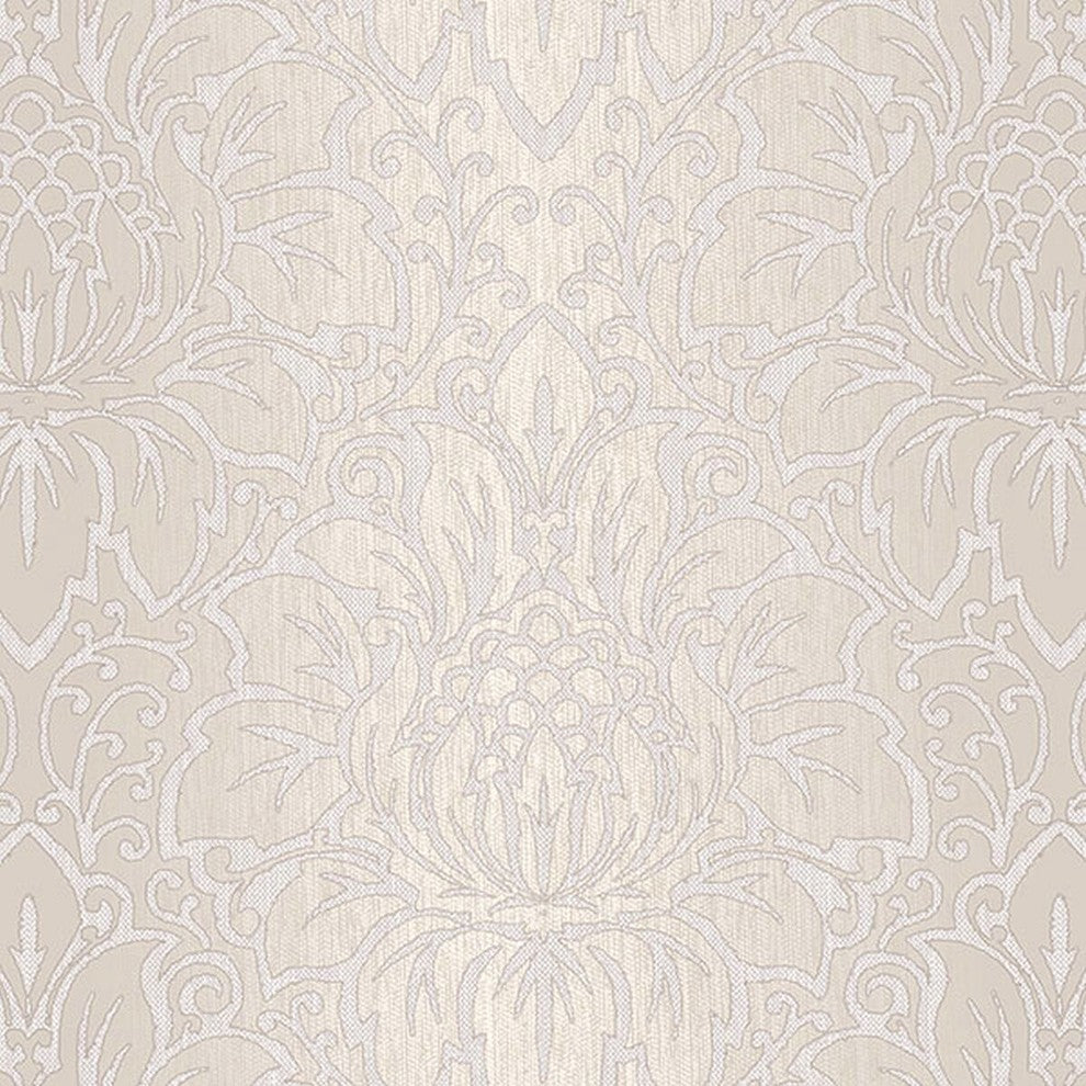 Texture Style 2, Modern Damask Faux White Wallpaper Roll