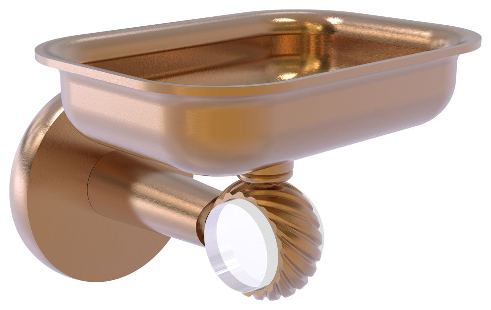 Clearview Wall Mounted Soap Dish Holder with Twisted Accents, Brushed Bronze