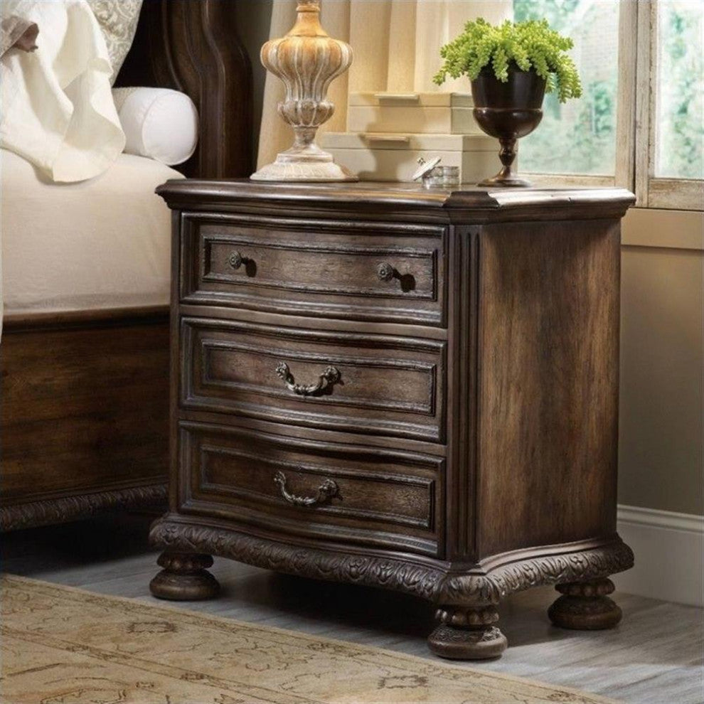 Beaumont Lane 3-Drawer Nightstand in Rustic Walnut