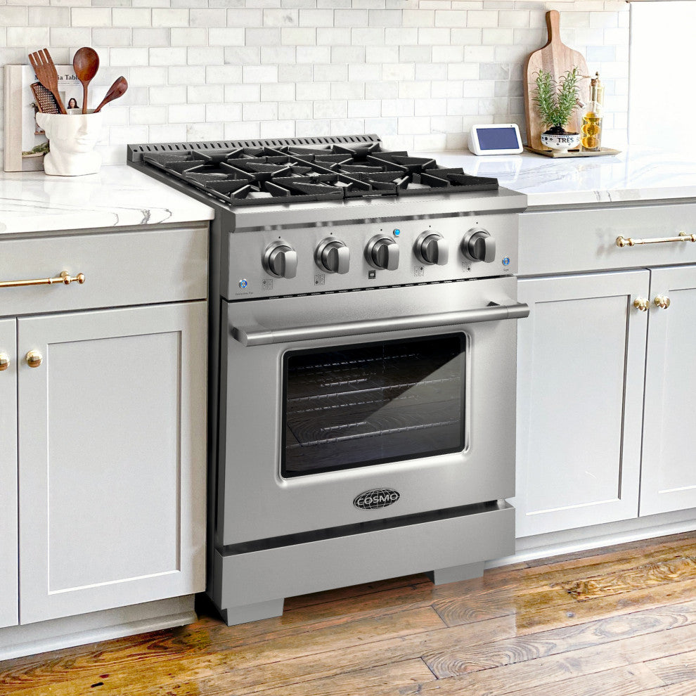 Cosmo 30" Freestanding Gas Range with 4 Italian Made Burners
