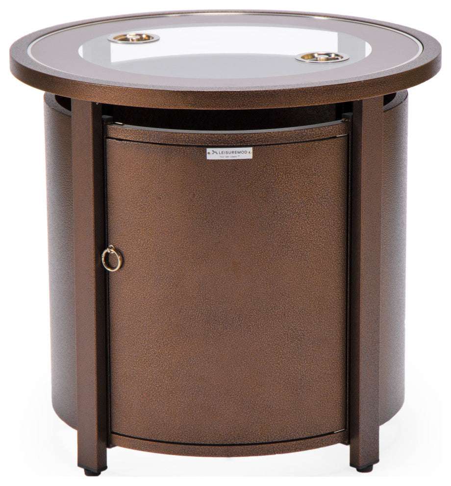 LeisureMod Walbrooke Patio Conversation Set With Fire Pit Table, Green