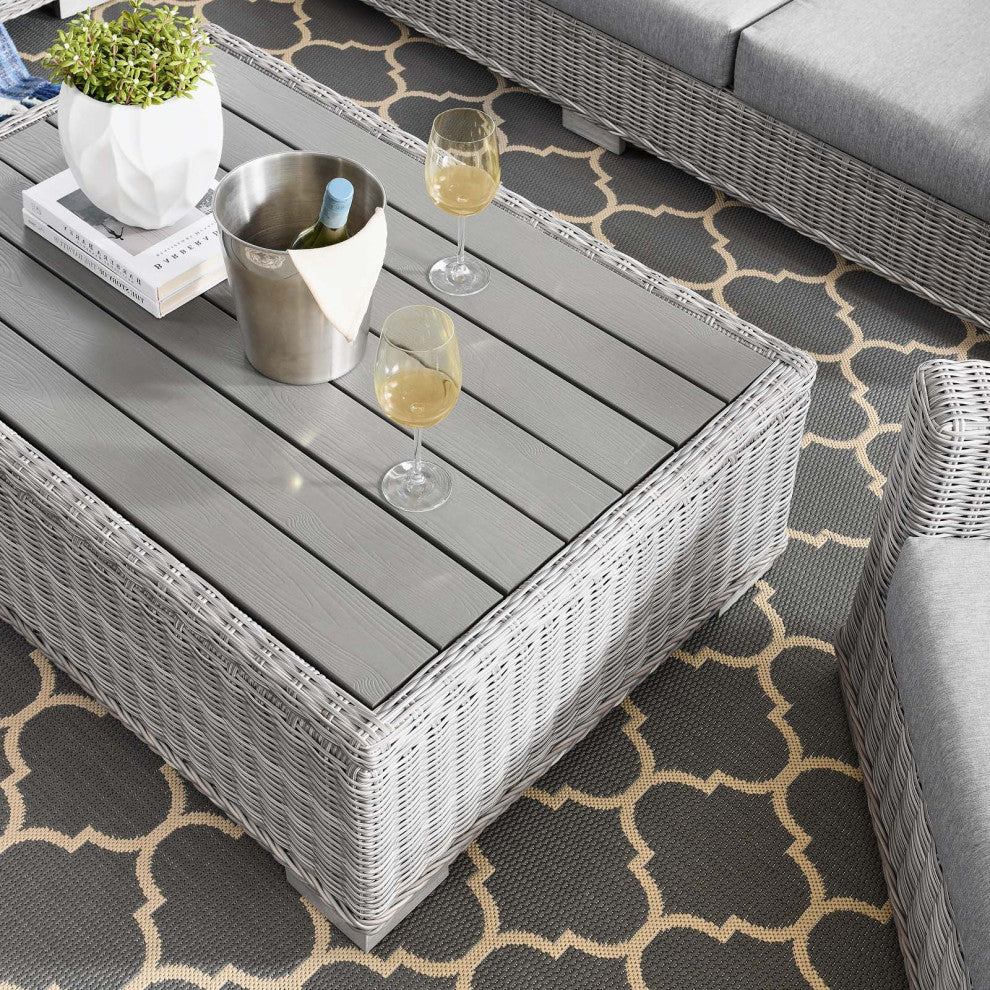 Lounge Sectional Sofa Chair Set, Rattan, Wicker, Gray, Modern, Outdoor