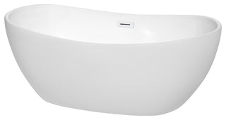 Rebecca 60" to 70" Freestanding Bathtub with options, Shiny White Trim, No Faucet
