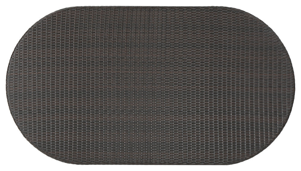 GDF Studio 7-Piece Allens Outdoor Multi-brown Wicker Oval Dining Set
