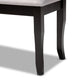 Aerni Transitional Gray Upholstered and Dark Brown Wood Dining Bench