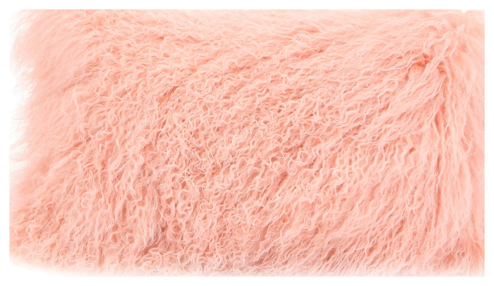 Contemporary Lamb Fur Pillow Rect. Pink - Pink
