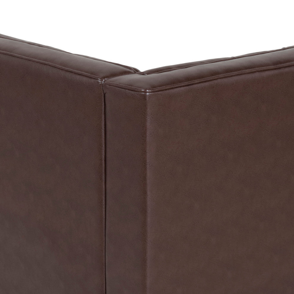 Bluffton Contemporary Tufted One Armed Chaise Lounge, Dark Brown + Silver