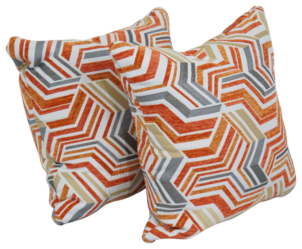17" Jacquard Throw Pillows With Inserts, Set of 2, Zucchini Tanger