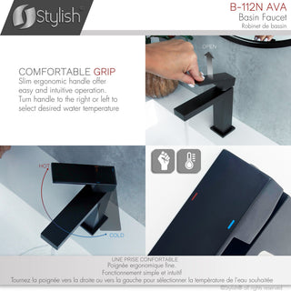 STYLISH Bathroom Faucet Single Handle Matte Black Finish, B-112N AVA