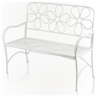 White Daisy Metal Bench