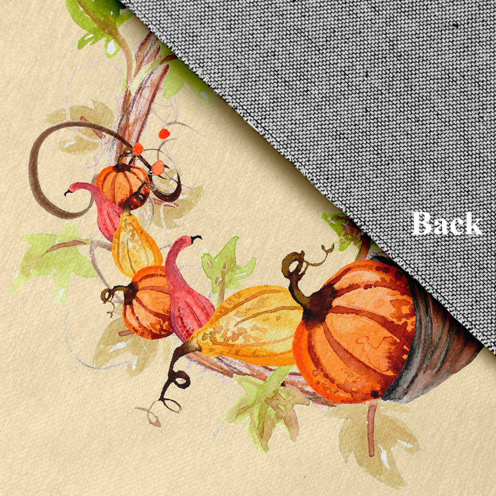 Cornucopia Wreath Fall Design Chenille Area Rug, Yellow, 2'x3'