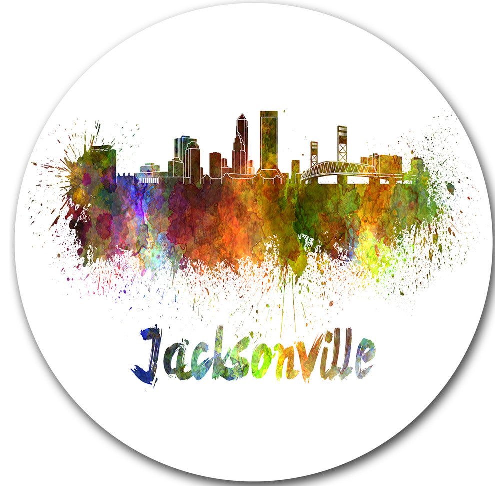 Jacksonville Skyline, Cityscape Round Wall Art, 11"