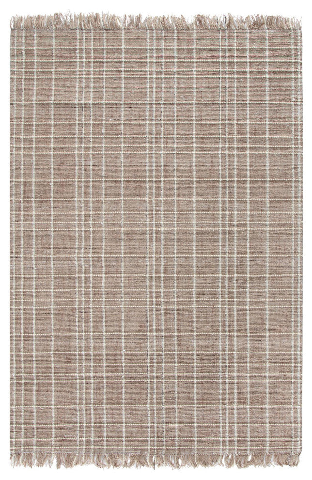 Okemah Jute and Ivory Wool Rug, 5'x7'