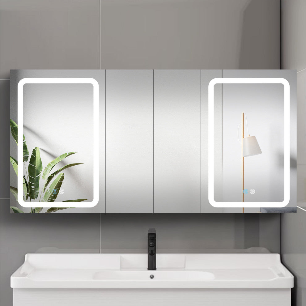 60 in.W x 30 in. H Aluminum Surface Mounted Medicine Cabinet with Mirrors