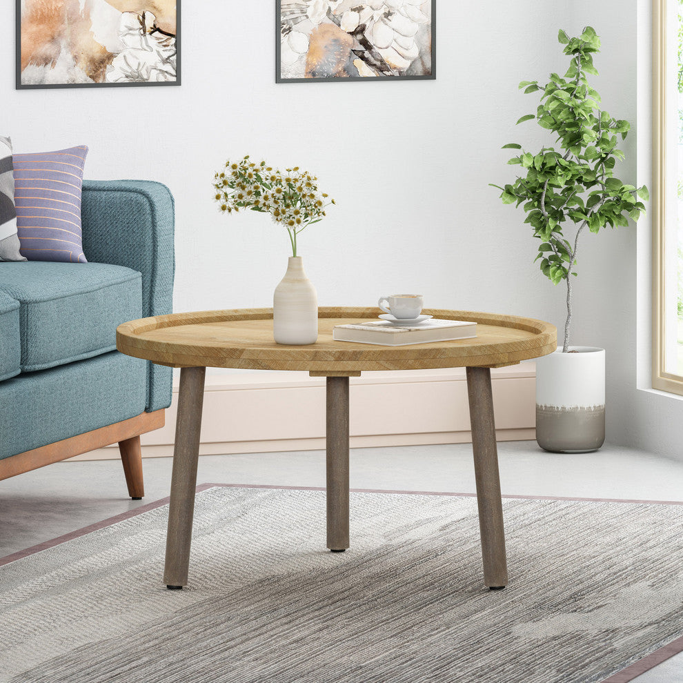 Merry Rustic Handcrafted Round Mango Wood Coffee Table