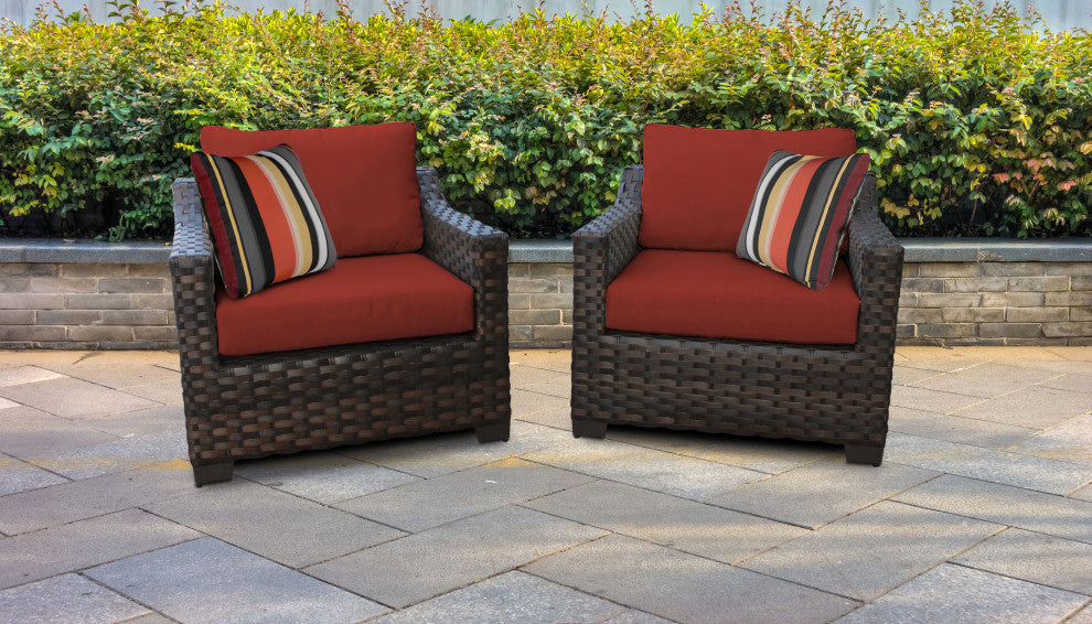 kathy ireland River Brook 2 Piece Wicker Patio Furniture Set, Cinnamon