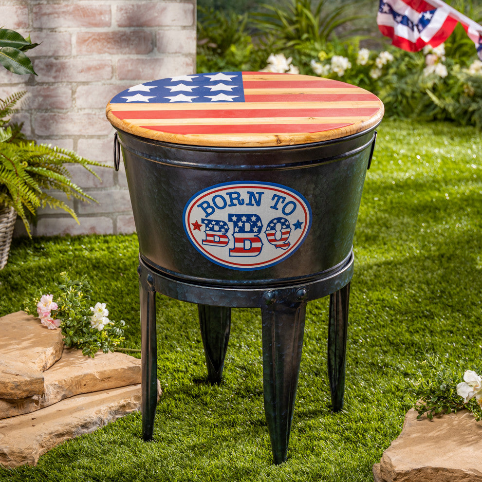 25.75" Metal Americana Drink Cooler or Planter