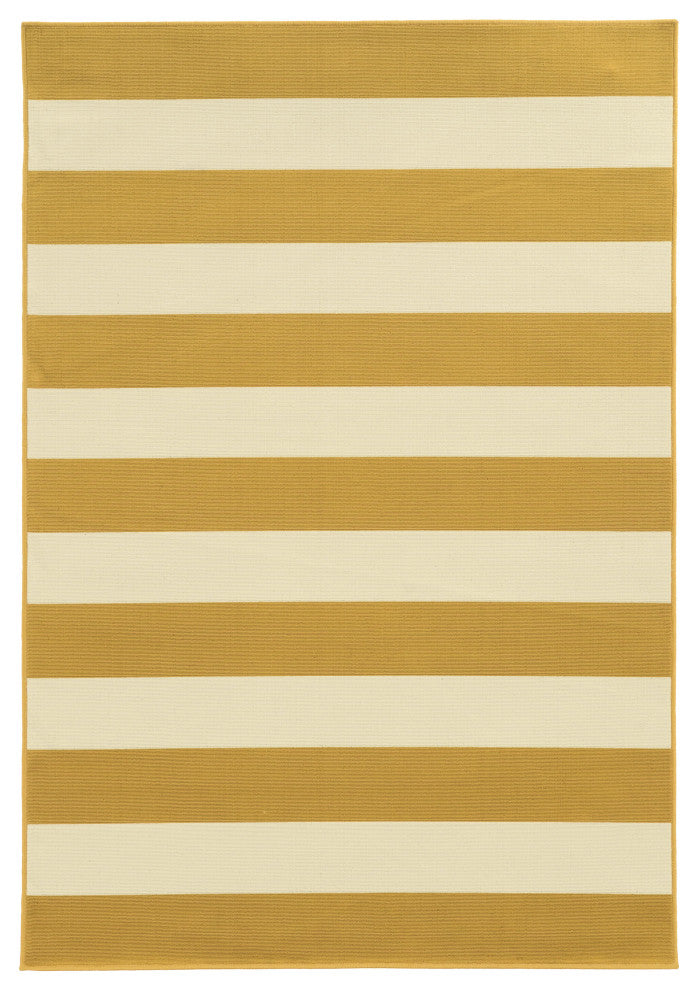 Oriental Weavers Riviera Gold/Ivory Geometric Indoor/Outdoor Rug 3'7"X5'6"