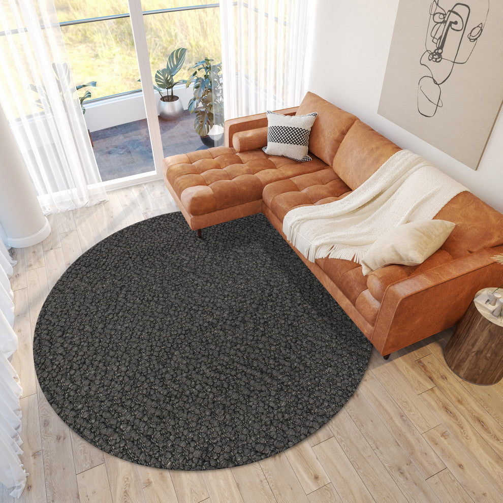Gorbea GR1 Charcoal 4' x 4' Round Rug