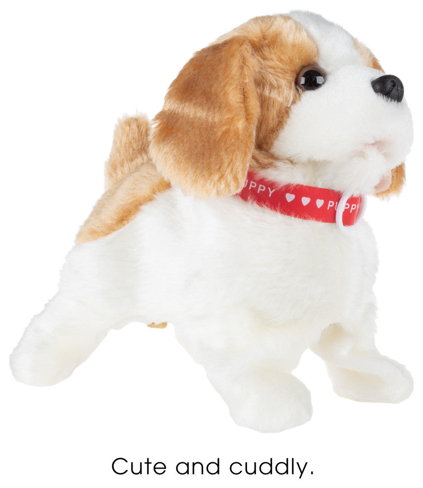 Interactive Plush Puppy Toys Battery-Operated Robot Dog Walks, Barks,, Flips