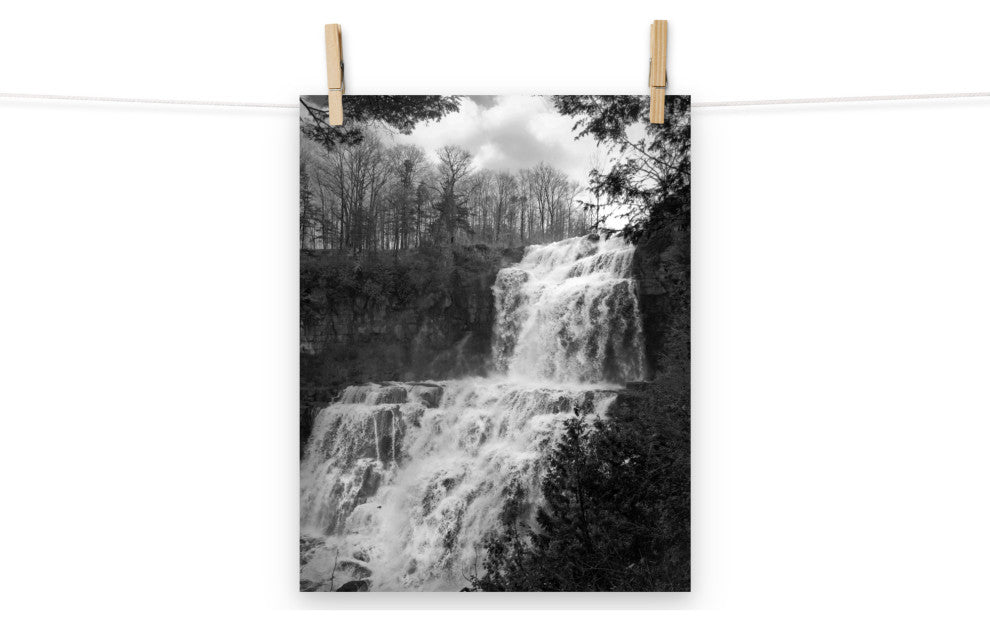 Chittenango Falls Landscape Photo Black and White Unframed Wall Art Print, 11" X 14"