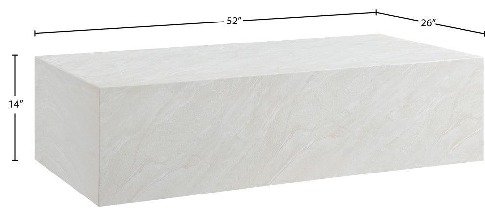 Piazza Finished Concrete Indoor/Outdoor Coffee Table, Off White
