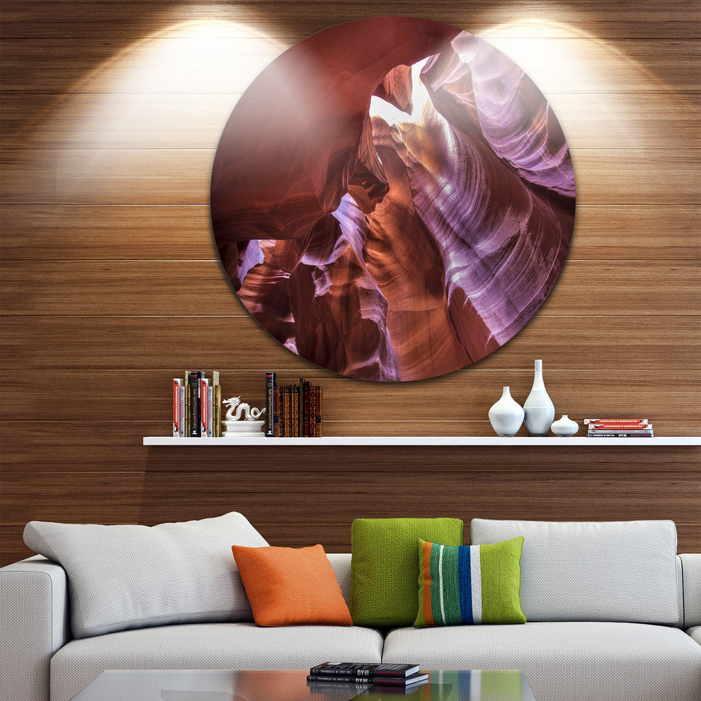 Light In Antelope Canyon, Landscape Photo Disc Metal Wall Art, 11"