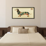 "Dachshund" Hand Made Dimensional Framed Collage Under Glass Wall Art
