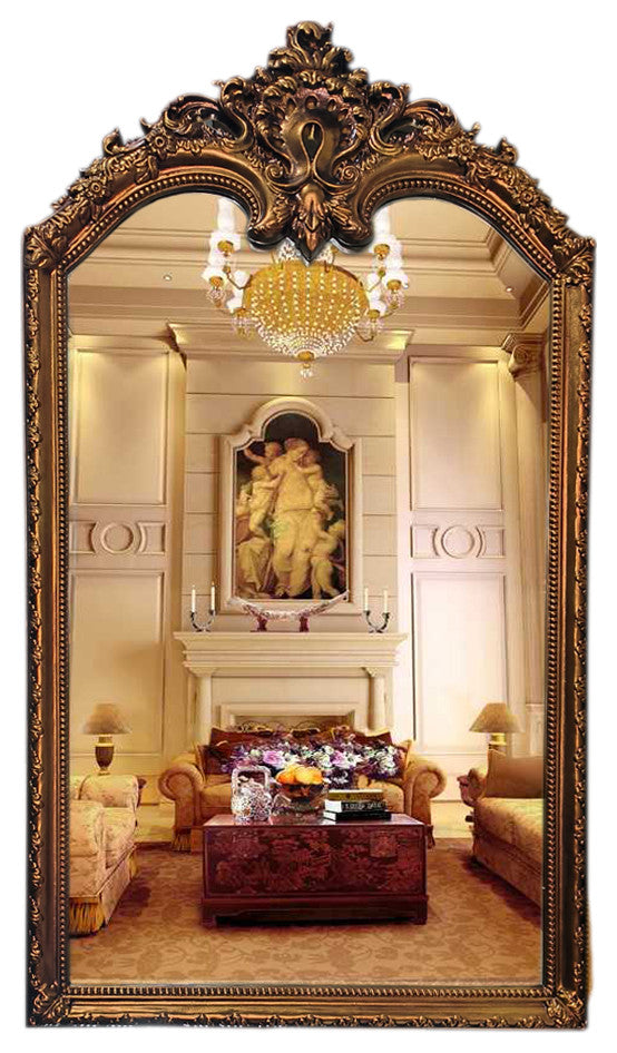 55"x98" Gilded Full Length Floor Mirror, Dark Gold