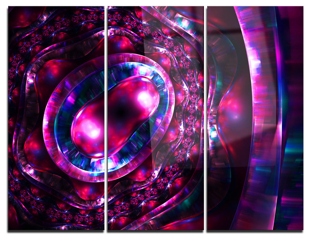"Ornate Sparkle Violet and Blue" Metal Wall Art, 3 Panels, 36"x28"