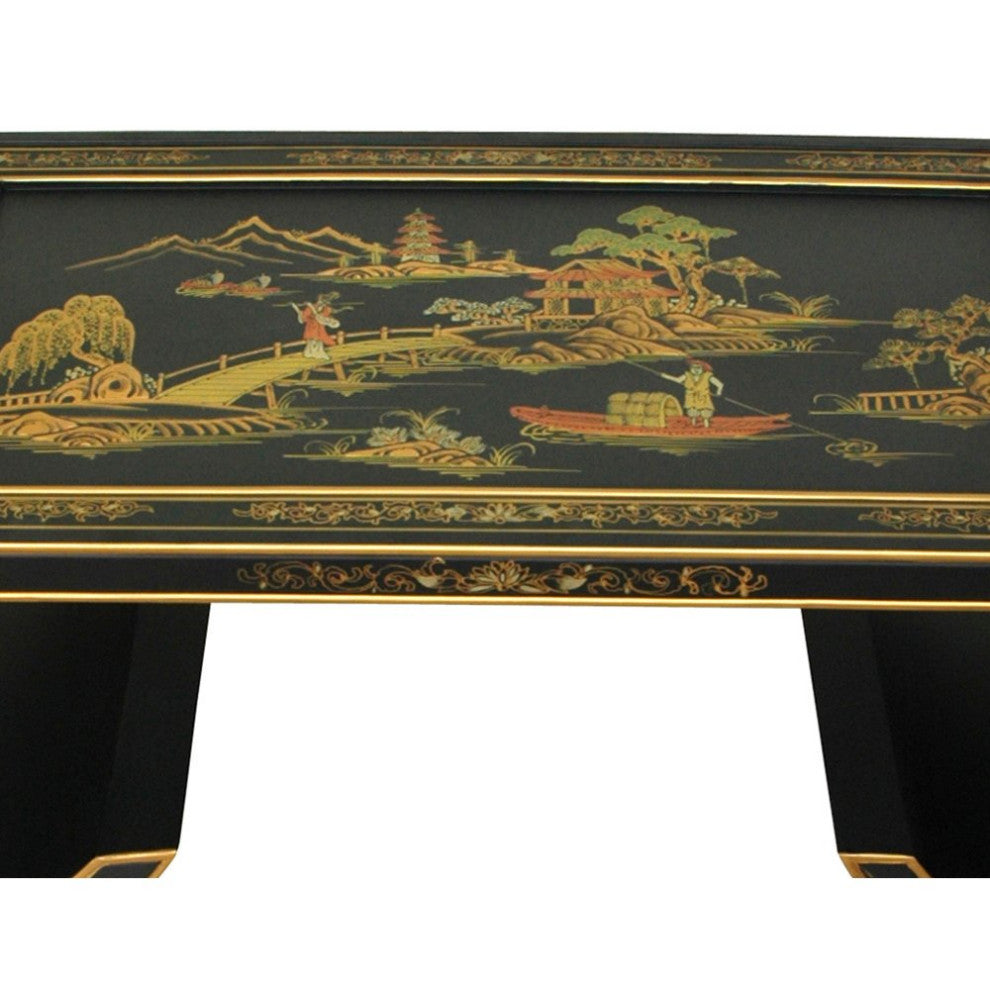 Black Lacquer Scroll Table