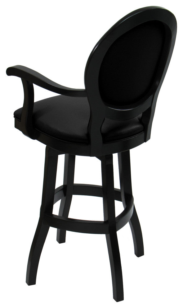 Swivel Wood 30" Bar Stool, 500, S-Base, Black Leatherette Black