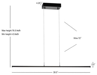 Conley 39.5" Dimmable Adjustable Integrated Led Linear Pendant, Black
