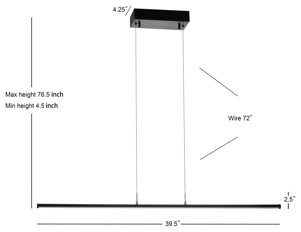 Conley 39.5" Dimmable Adjustable Integrated Led Linear Pendant, Black