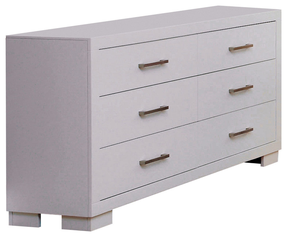 6 Drawers Wood Dresser, White