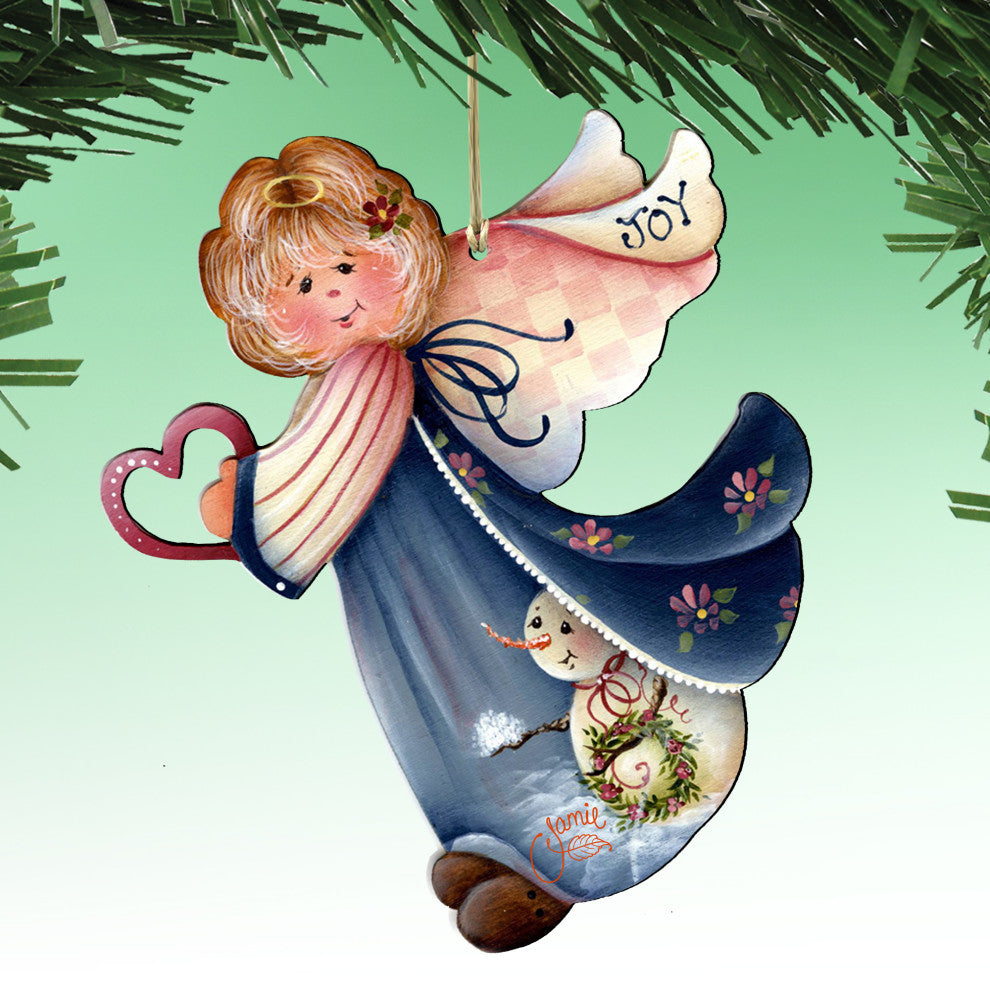 Loving Angels Wooden Ornaments, Set of 6