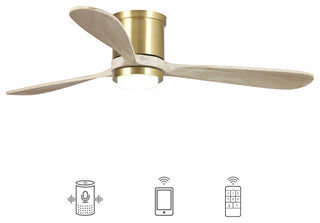 52 in Modern Dimmable Flush Mounted Ceiling fan with 3 Blades in Sand Copper