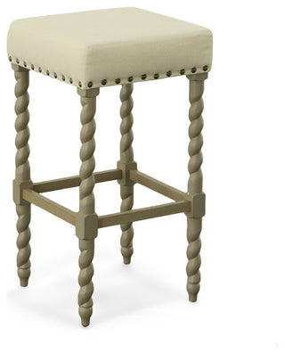 Arezzo 30" Bar Stool, Weathered Gray and Linen