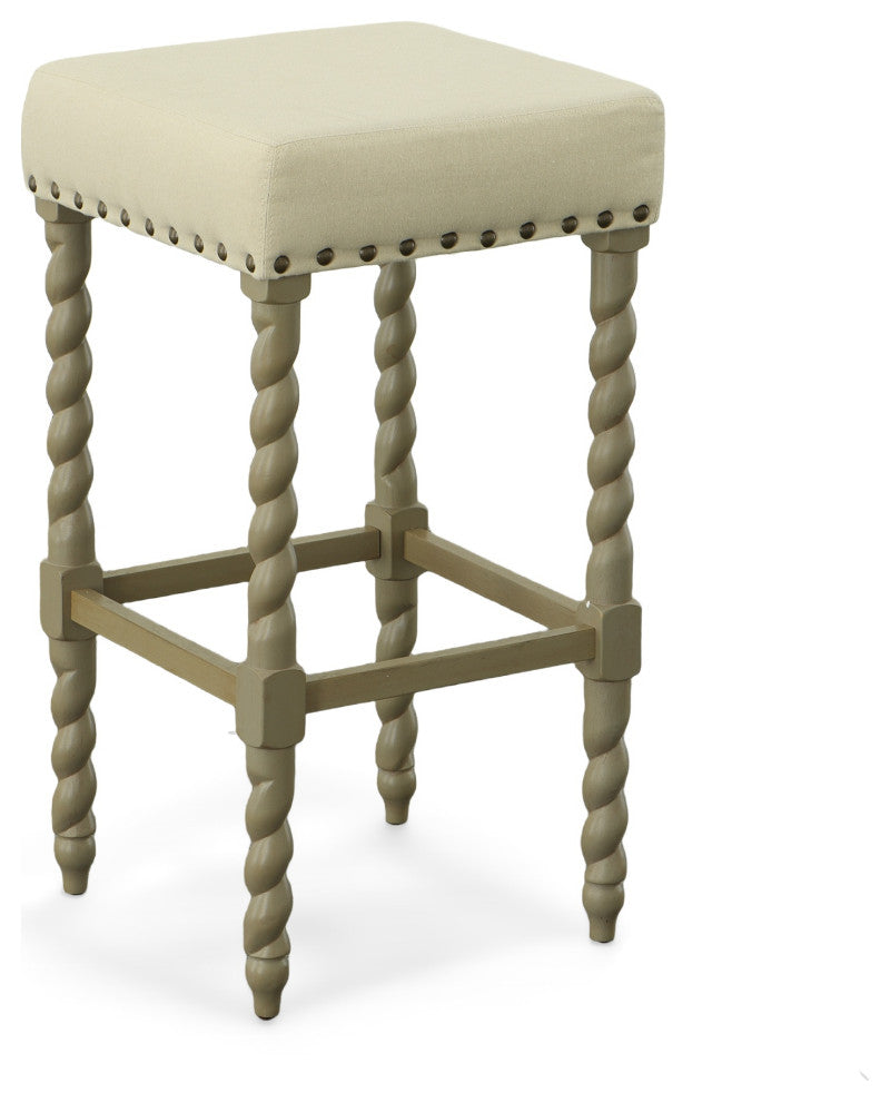 Arezzo 30" Bar Stool, Weathered Gray and Linen