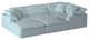6-Piece Slip-Covered U-Shaped Pit Sectional Sofa, Ocean Blue